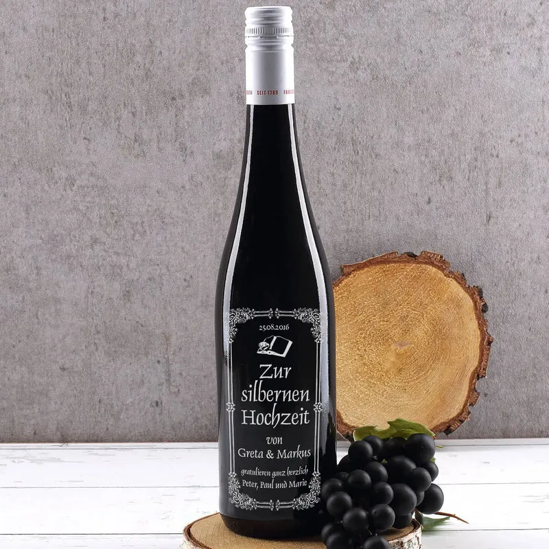 Weinset mit persönlicher Gravur zur Silberhochzeit