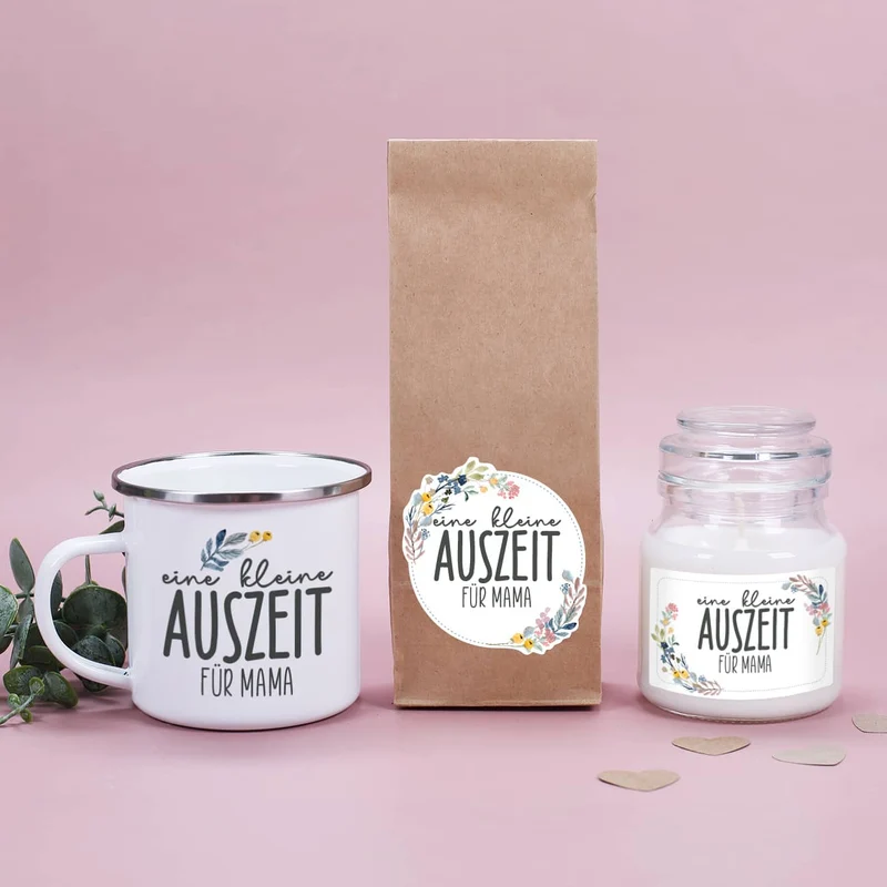 Eine kleine Auszeit - Geschenkset mit Tasse, Tee und Duftkerze