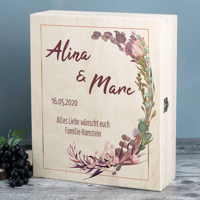 Hochzeitsgeschenk Maybach Weißwein mit Gläsern und Box
