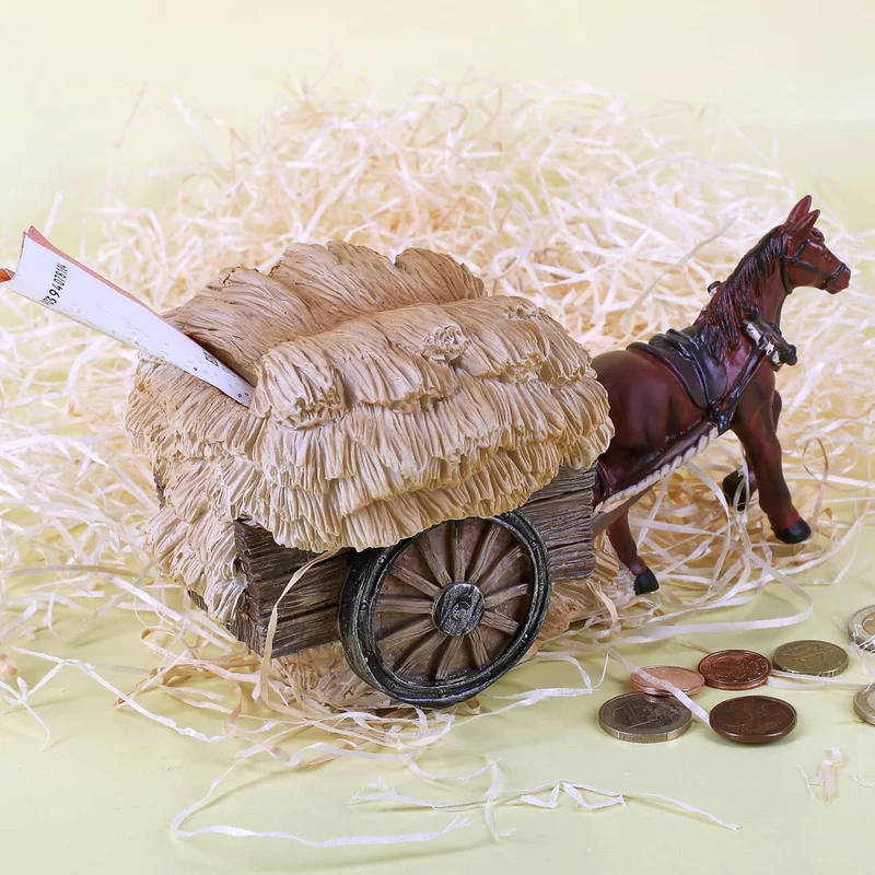 Spardose Heuwagen mit Pferd