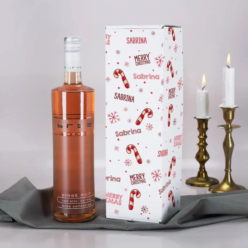 BREE Wein in 3 Sorten in weihnachtlicher Geschenkverpackung mit Namensaufdruck