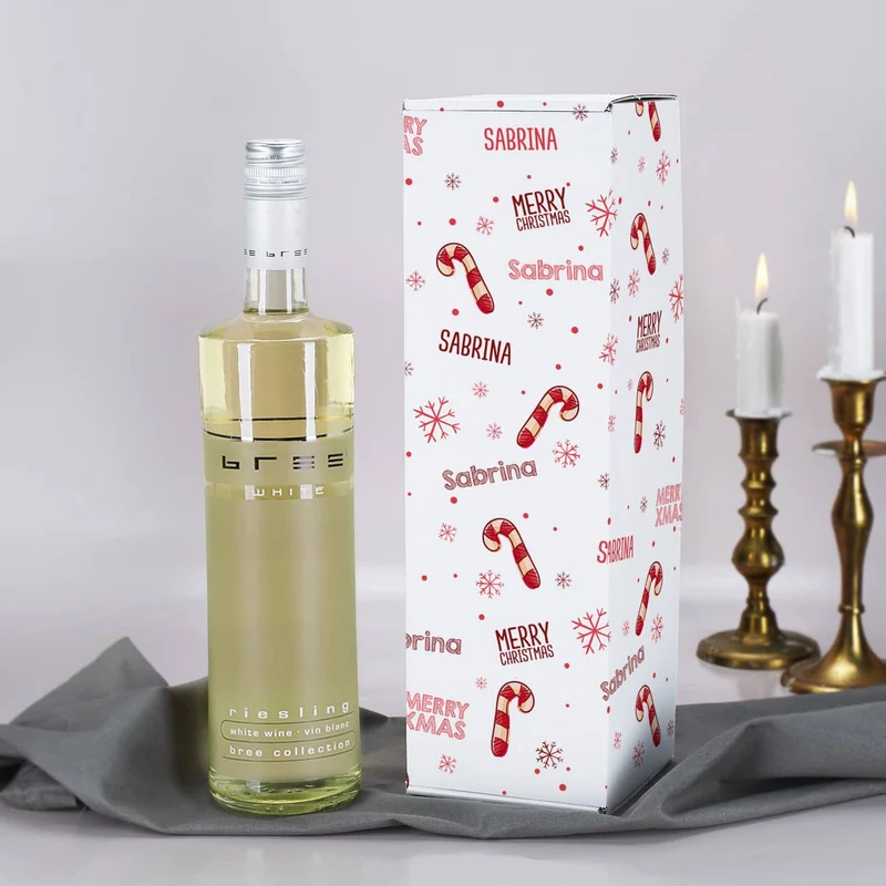 BREE Wein in 3 Sorten in weihnachtlicher Geschenkverpackung mit Namensaufdruck