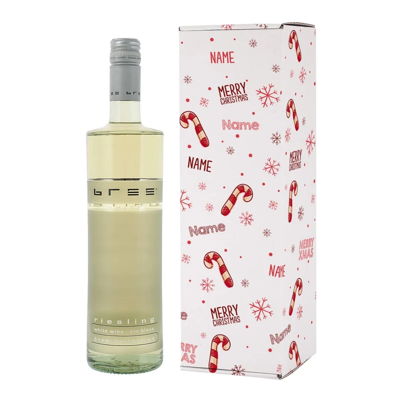 BREE Wein in 3 Sorten in weihnachtlicher Geschenkverpackung mit Namensaufdruck
