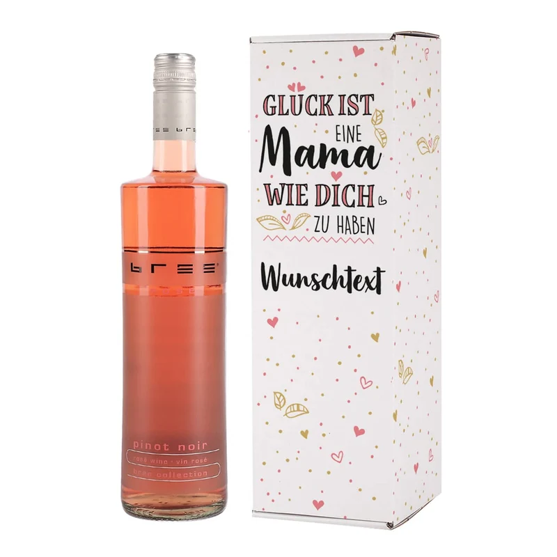 Geschenkset zum Muttertag mit BREE Weinflasche und Verpackung - mit Wunschtext