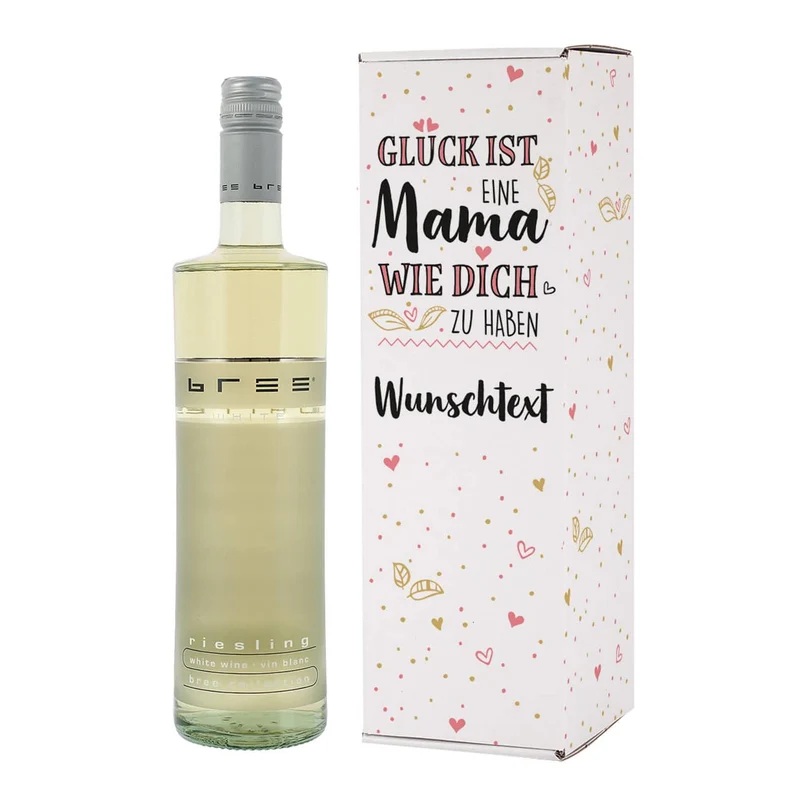 Geschenkset zum Muttertag mit BREE Weinflasche und Verpackung - mit Wunschtext