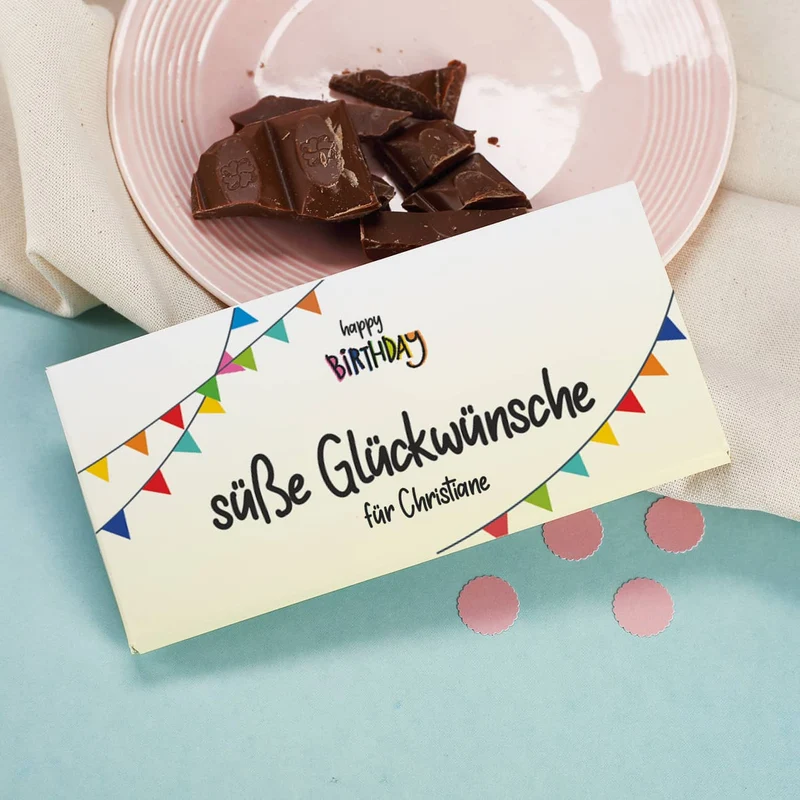 Happy Birthday Geschenkset aus Secco, Glas, Schokolade und Folienballon