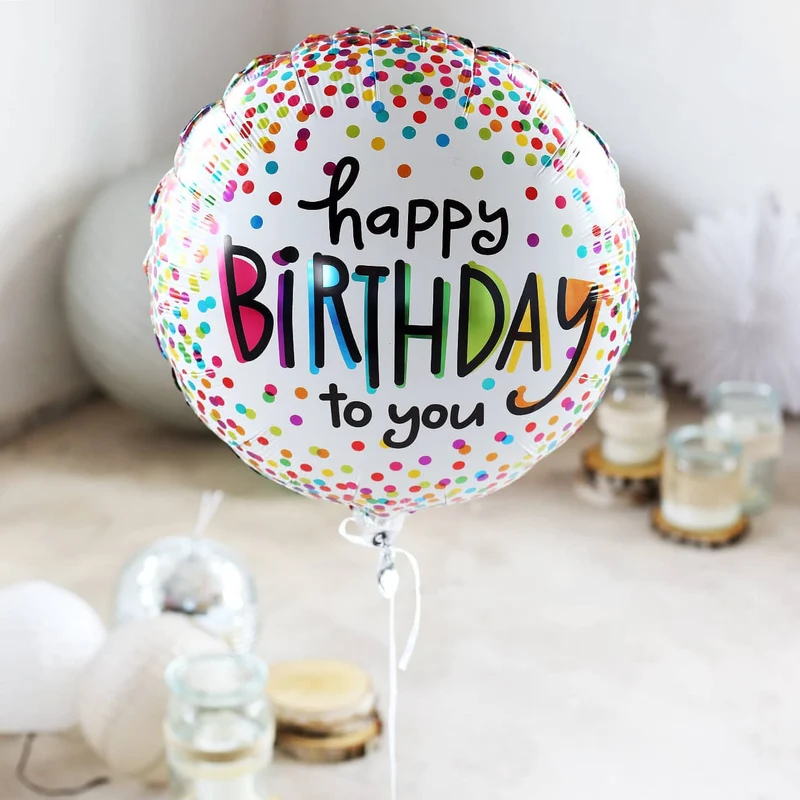 Happy Birthday Geschenkset aus Secco, Glas, Schokolade und Folienballon