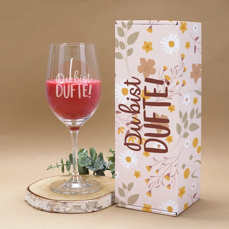 Du bist dufte! - Duftkerze im Weinglas mit Geschenkverpackung