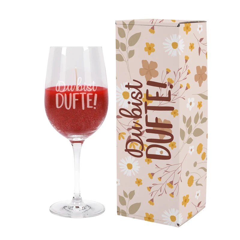 Du bist dufte! - Duftkerze im Weinglas mit Geschenkverpackung