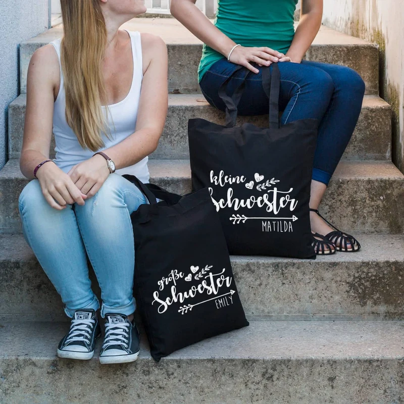Schwarzer Beutel im Set kleine Schwester große Schwester