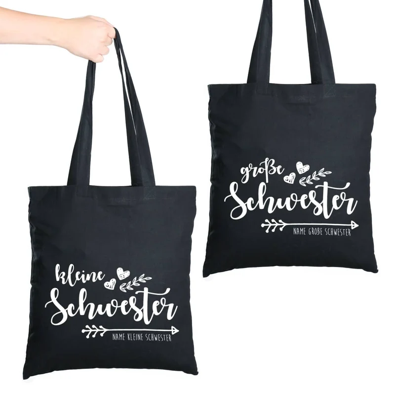 Schwarzer Beutel im Set kleine Schwester große Schwester
