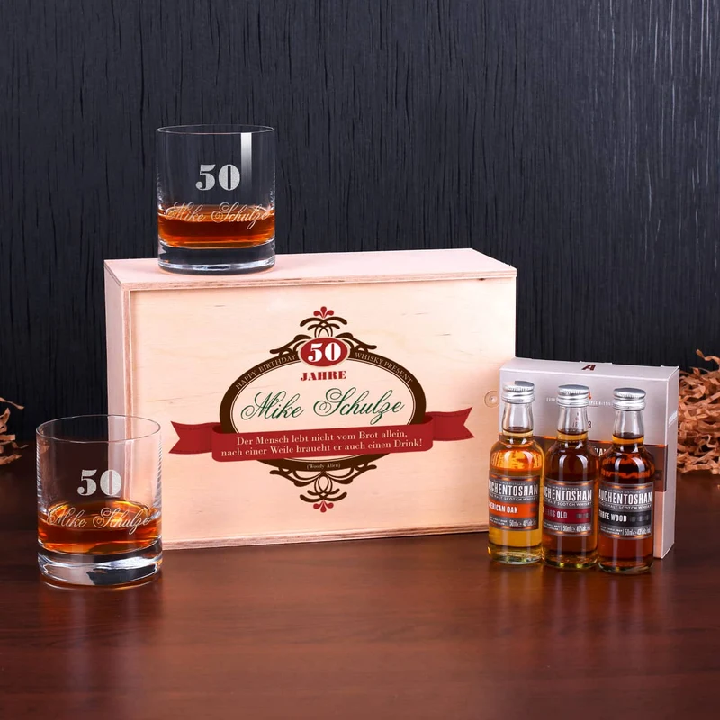Whisky Set zum Geburtstag mit Auchentoshan und 2 Gläsern